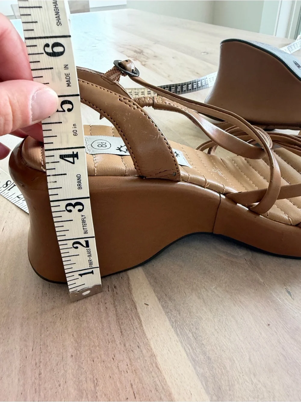 Vintage 90s Y2K Lower East Side Wedge Sandals Chunky Tan Women’s Size 8.5